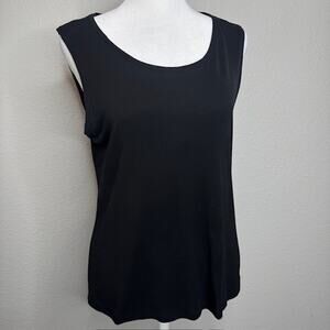 Eileen Fischer Silk Georgette Sleeveless Top Black Sz Med